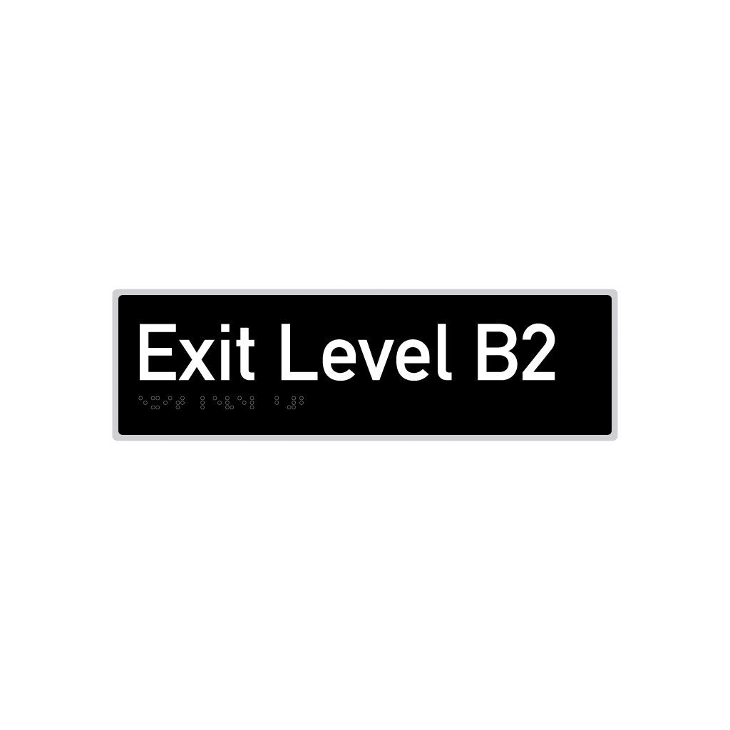 Exit Level B2, SNA Aluminium with Black Background. (B2 Exit A Black)